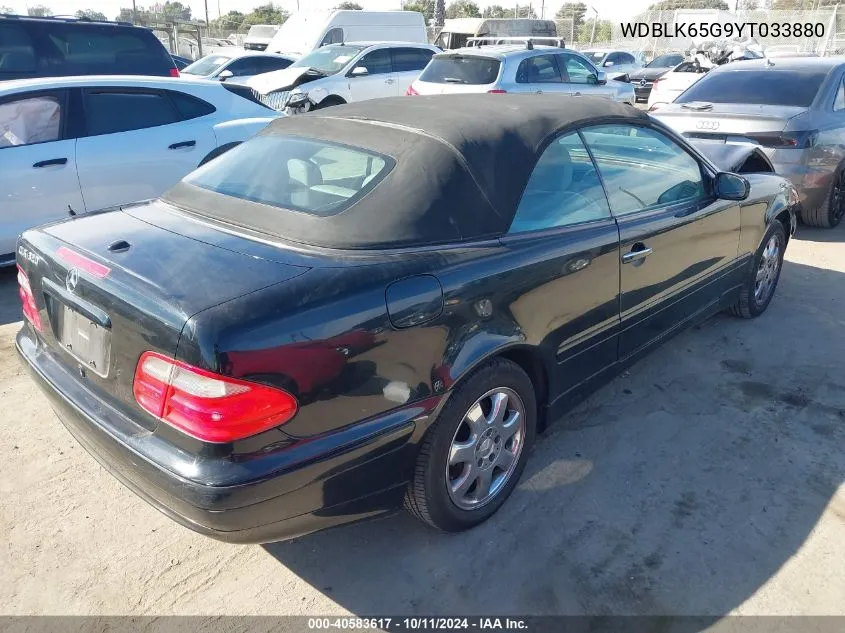 2000 Mercedes-Benz Clk 320 VIN: WDBLK65G9YT033880 Lot: 40583617