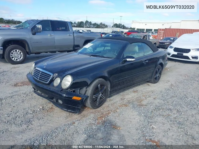 2000 Mercedes-Benz Clk 320 VIN: WDBLK65G9YT032020 Lot: 40759000