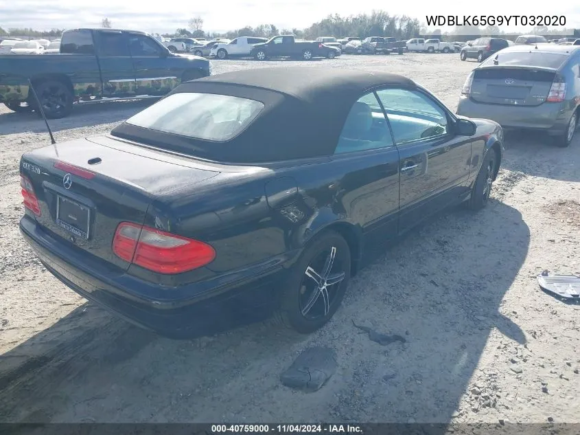 2000 Mercedes-Benz Clk 320 VIN: WDBLK65G9YT032020 Lot: 40759000