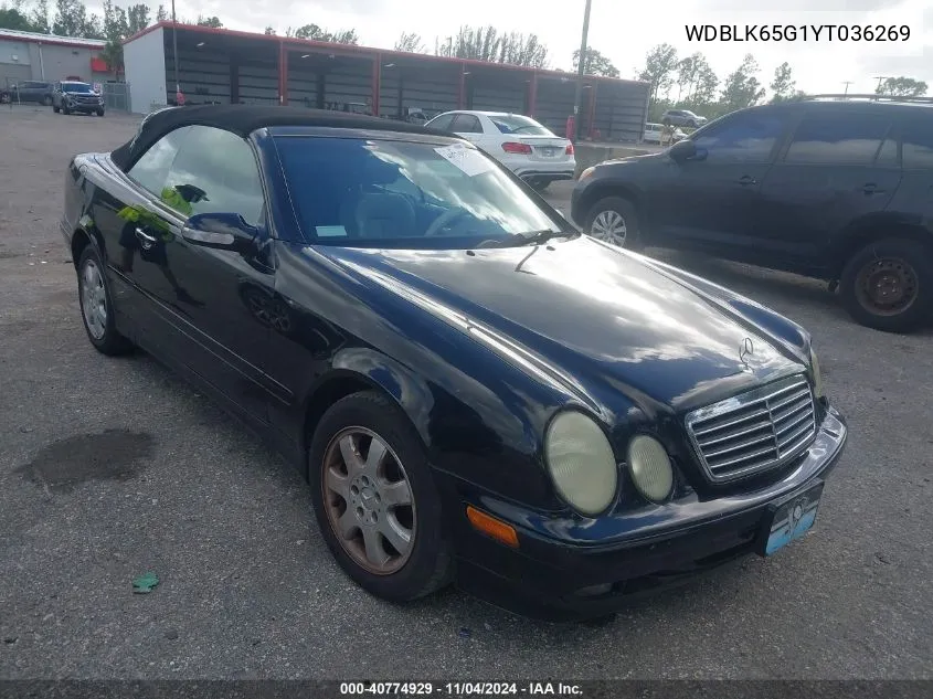 2000 Mercedes-Benz Clk 320 VIN: WDBLK65G1YT036269 Lot: 40774929