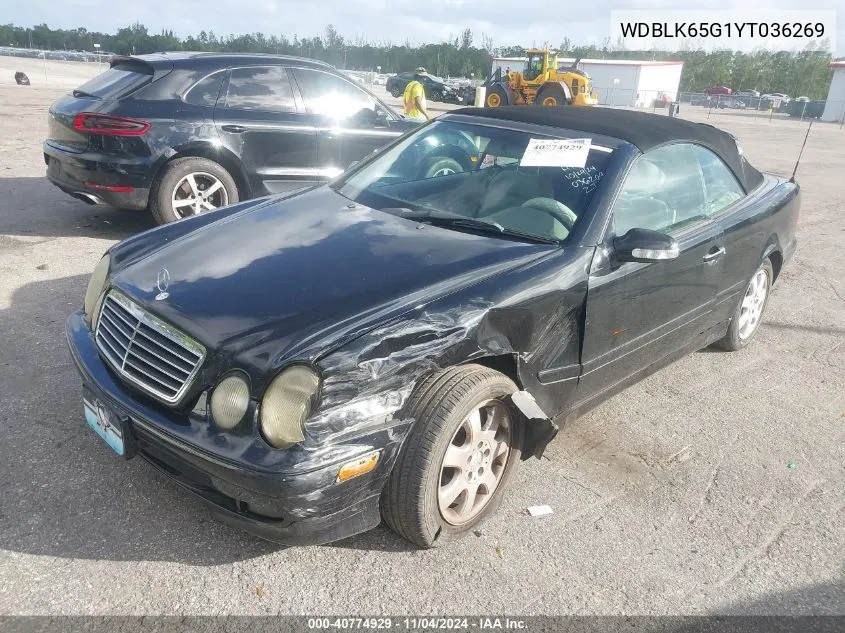 2000 Mercedes-Benz Clk 320 VIN: WDBLK65G1YT036269 Lot: 40774929