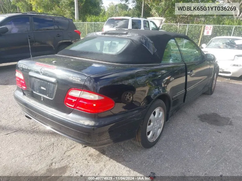 2000 Mercedes-Benz Clk 320 VIN: WDBLK65G1YT036269 Lot: 40774929