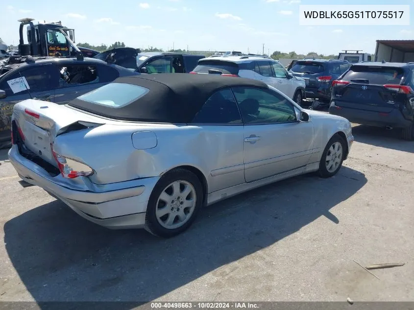 2001 Mercedes-Benz Clk 320 VIN: WDBLK65G51T075517 Lot: 40498663