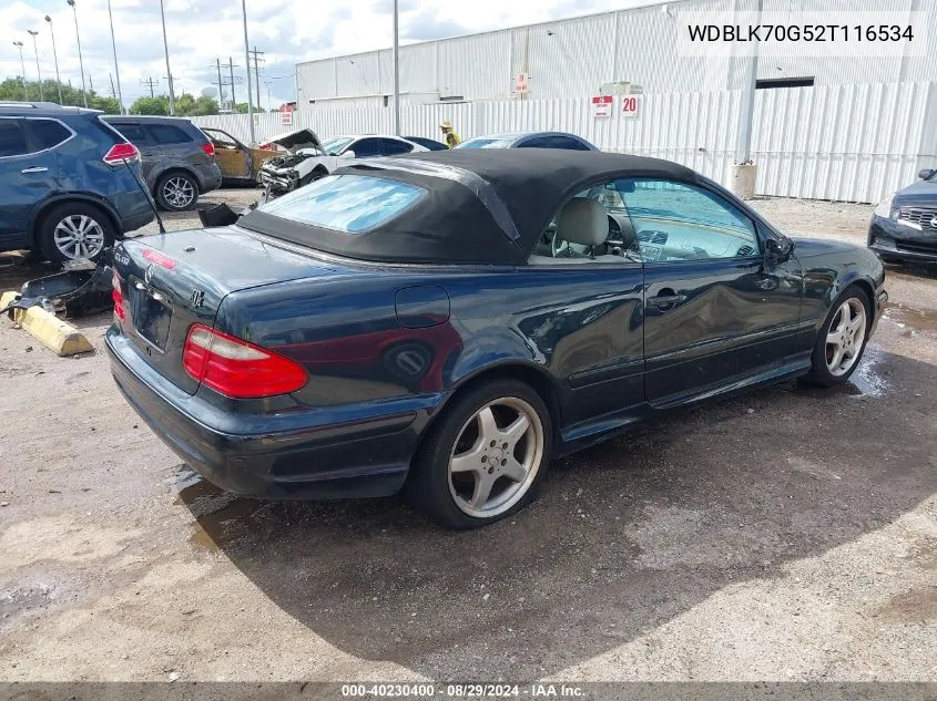 2002 Mercedes-Benz Clk 430 VIN: WDBLK70G52T116534 Lot: 40230400