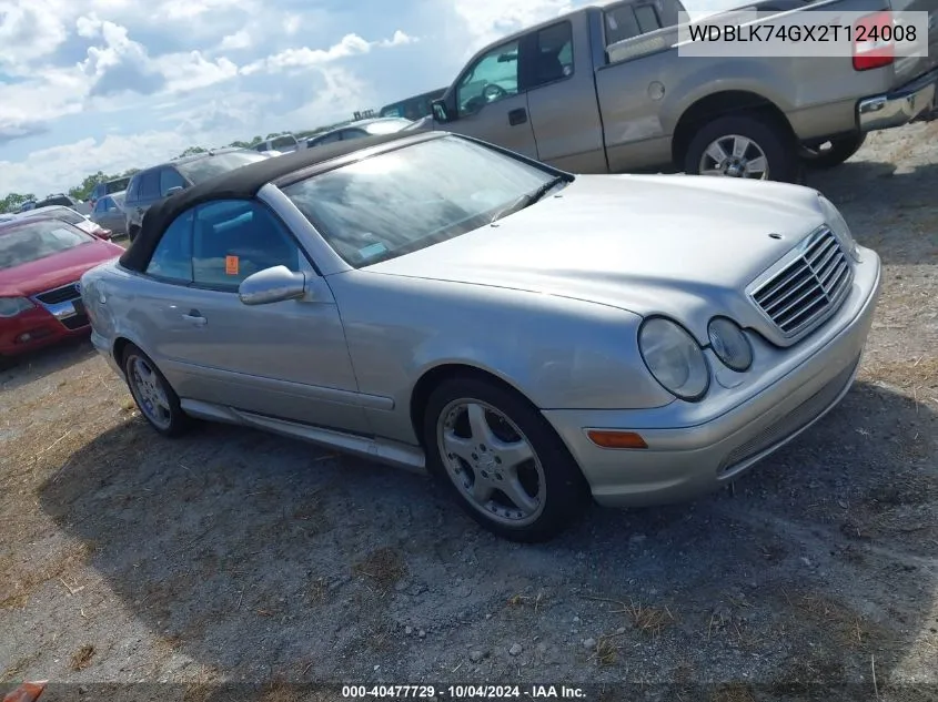 2002 Mercedes-Benz Clk 55 Amg VIN: WDBLK74GX2T124008 Lot: 40477729