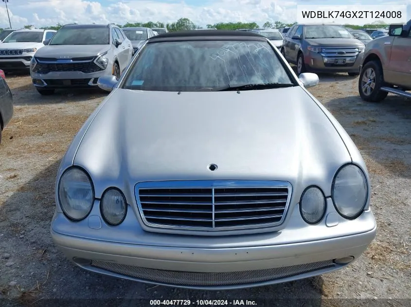 2002 Mercedes-Benz Clk 55 Amg VIN: WDBLK74GX2T124008 Lot: 40477729