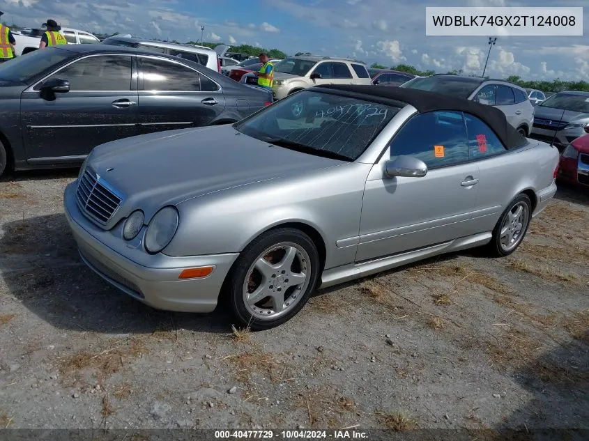 2002 Mercedes-Benz Clk 55 Amg VIN: WDBLK74GX2T124008 Lot: 40477729