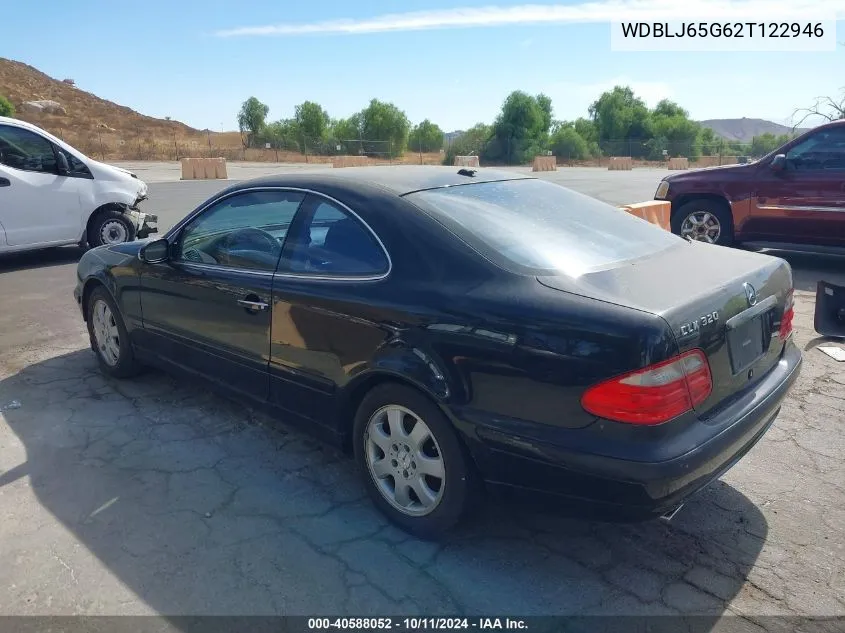 2002 Mercedes-Benz Clk 320 VIN: WDBLJ65G62T122946 Lot: 40588052