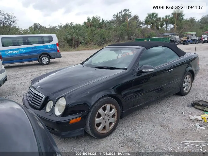 2002 Mercedes-Benz Clk 320 VIN: WDBLK65G22T094107 Lot: 40789325