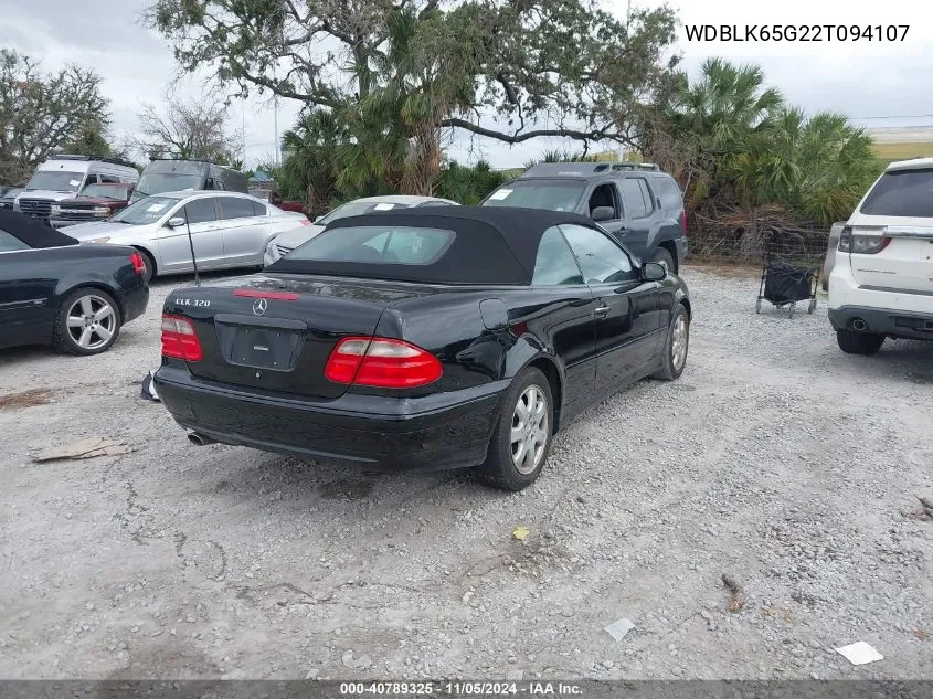 2002 Mercedes-Benz Clk 320 VIN: WDBLK65G22T094107 Lot: 40789325