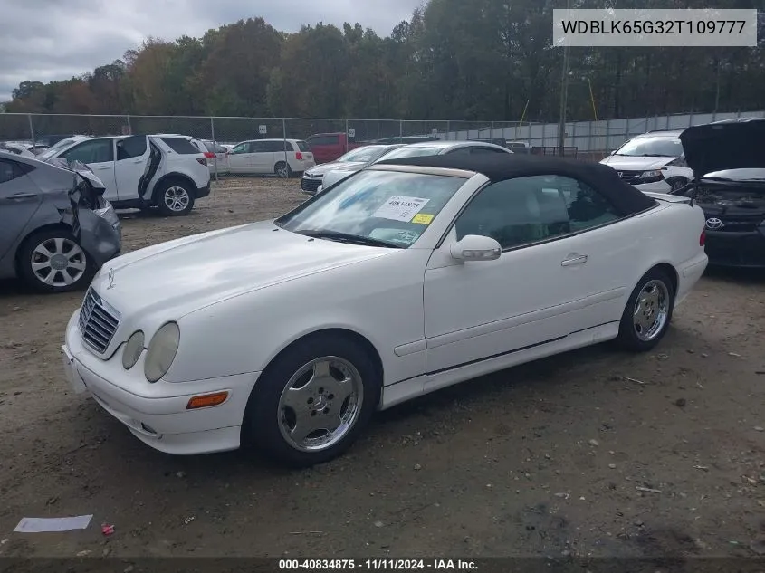 2002 Mercedes-Benz Clk 320 VIN: WDBLK65G32T109777 Lot: 40834875