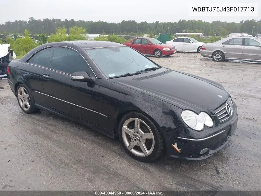 2003 Mercedes-Benz Clk 500 VIN: WDBTJ75J43F017713 Lot: 40044950