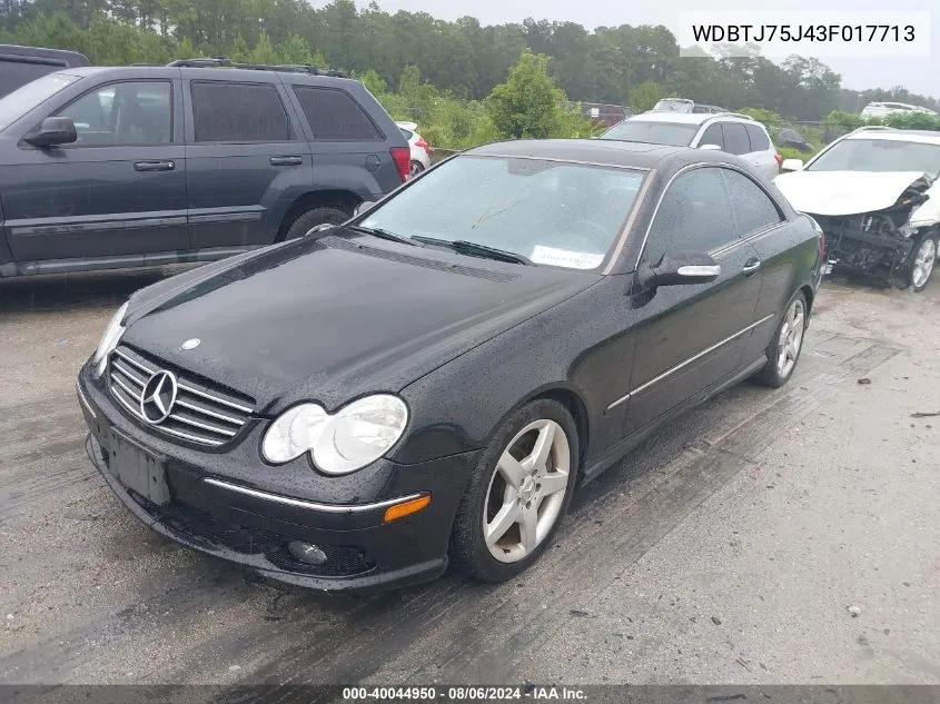 2003 Mercedes-Benz Clk 500 VIN: WDBTJ75J43F017713 Lot: 40044950