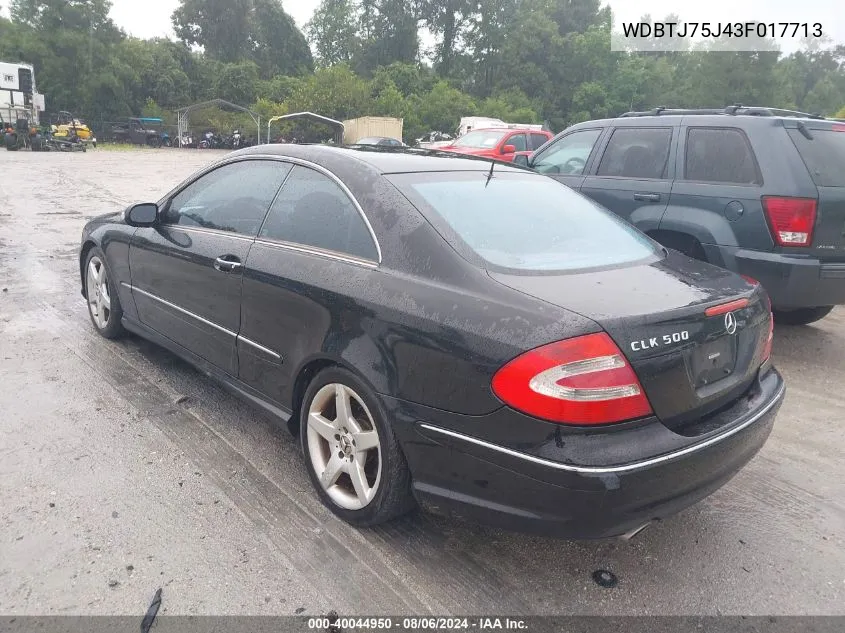 2003 Mercedes-Benz Clk 500 VIN: WDBTJ75J43F017713 Lot: 40044950