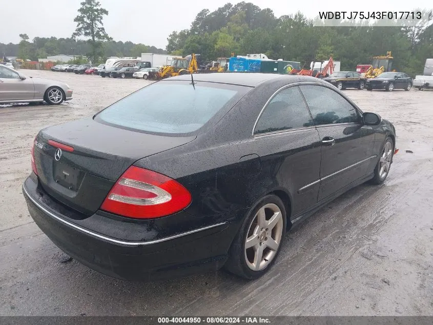 2003 Mercedes-Benz Clk 500 VIN: WDBTJ75J43F017713 Lot: 40044950