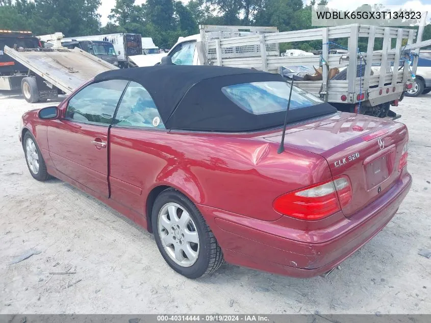 2003 Mercedes-Benz Clk 320 VIN: WDBLK65GX3T134323 Lot: 40314444