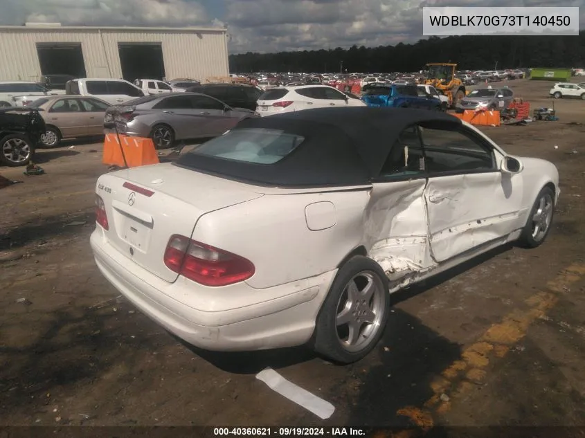 2003 Mercedes-Benz Clk 430 VIN: WDBLK70G73T140450 Lot: 40360621