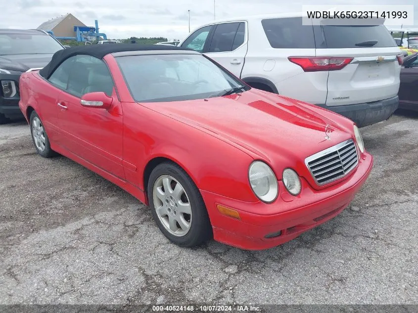 2003 Mercedes-Benz Clk 320 VIN: WDBLK65G23T141993 Lot: 40524148