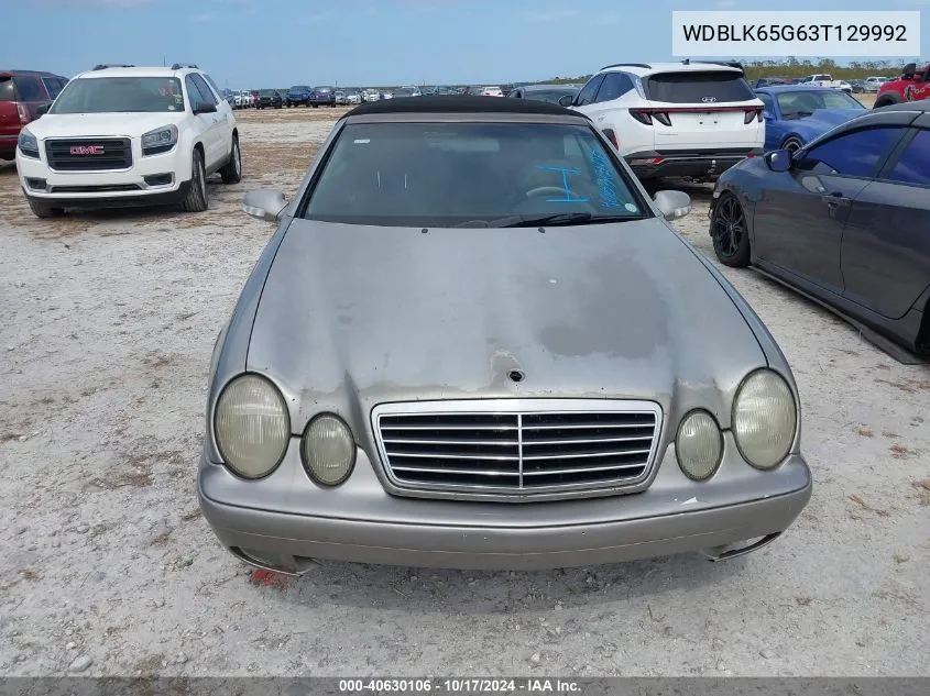 2003 Mercedes-Benz Clk 320 VIN: WDBLK65G63T129992 Lot: 40630106