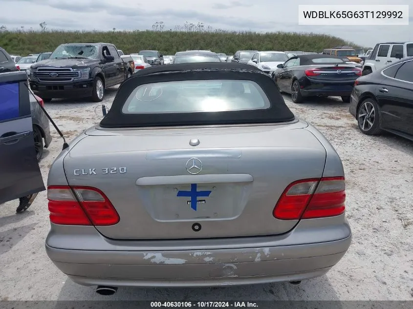 2003 Mercedes-Benz Clk 320 VIN: WDBLK65G63T129992 Lot: 40630106