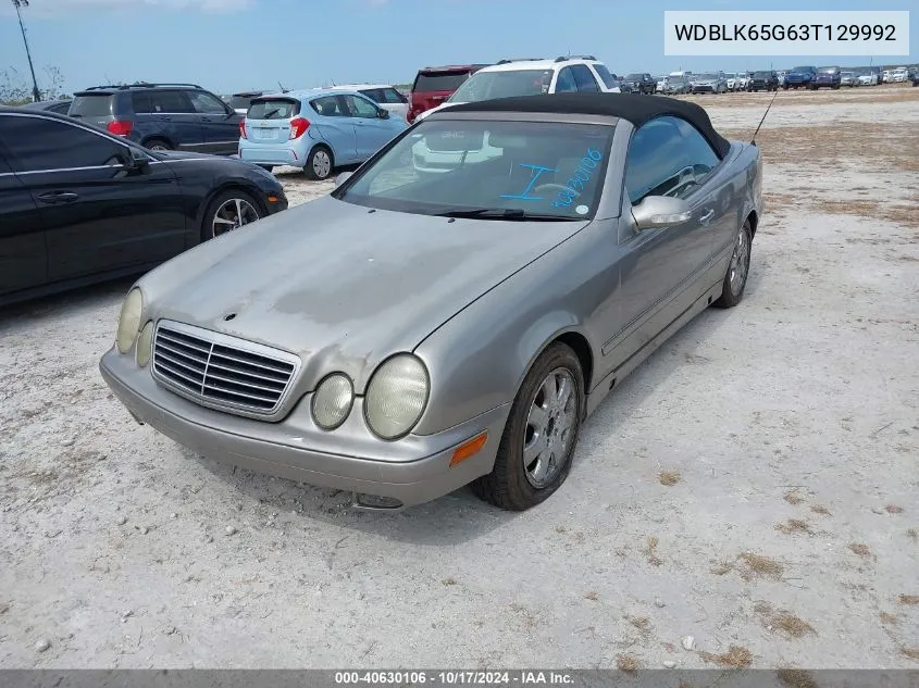 2003 Mercedes-Benz Clk 320 VIN: WDBLK65G63T129992 Lot: 40630106