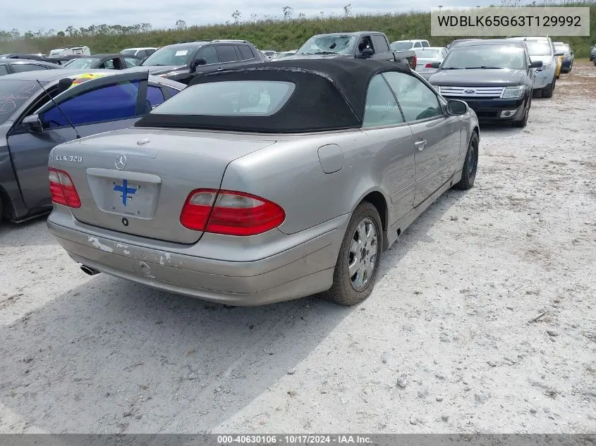 2003 Mercedes-Benz Clk 320 VIN: WDBLK65G63T129992 Lot: 40630106