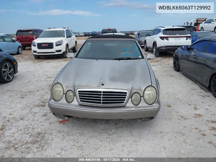 2003 Mercedes-Benz Clk 320 VIN: WDBLK65G63T129992 Lot: 40630106