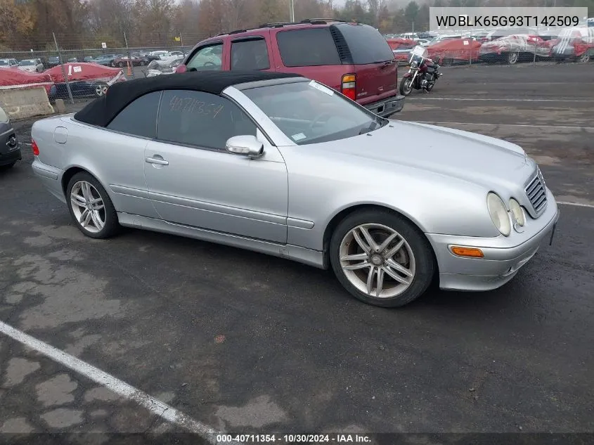 2003 Mercedes-Benz Clk 320 VIN: WDBLK65G93T142509 Lot: 40711354