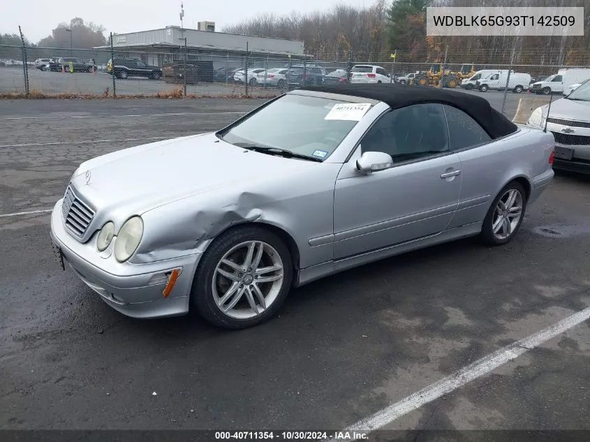 2003 Mercedes-Benz Clk 320 VIN: WDBLK65G93T142509 Lot: 40711354