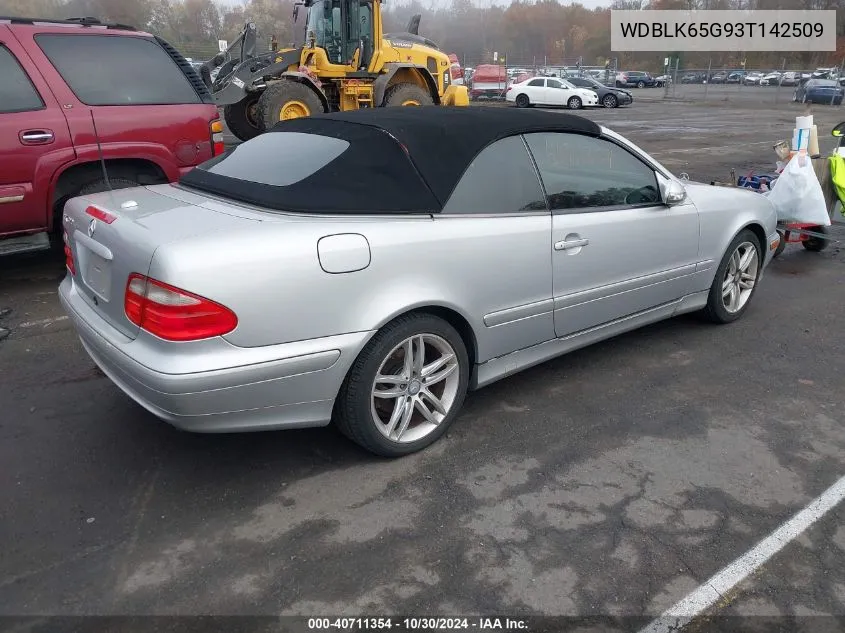 2003 Mercedes-Benz Clk 320 VIN: WDBLK65G93T142509 Lot: 40711354