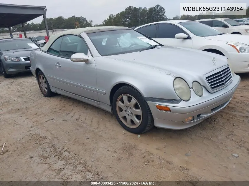 2003 Mercedes-Benz Clk 320 VIN: WDBLK65G23T143954 Lot: 40803425