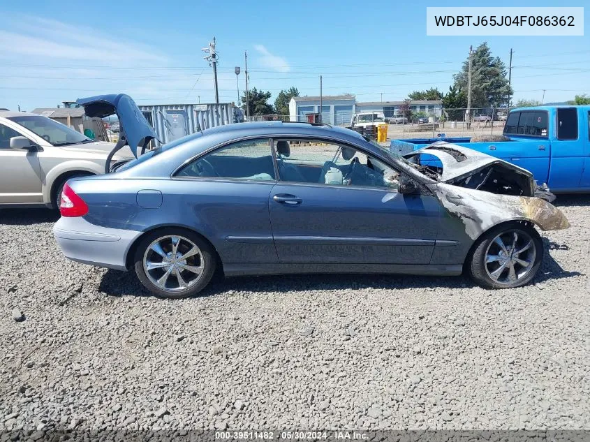 2004 Mercedes-Benz Clk 320 VIN: WDBTJ65J04F086362 Lot: 39511482