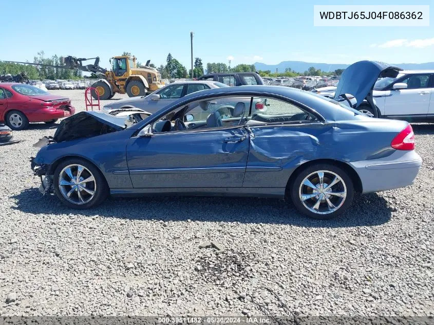 2004 Mercedes-Benz Clk 320 VIN: WDBTJ65J04F086362 Lot: 39511482