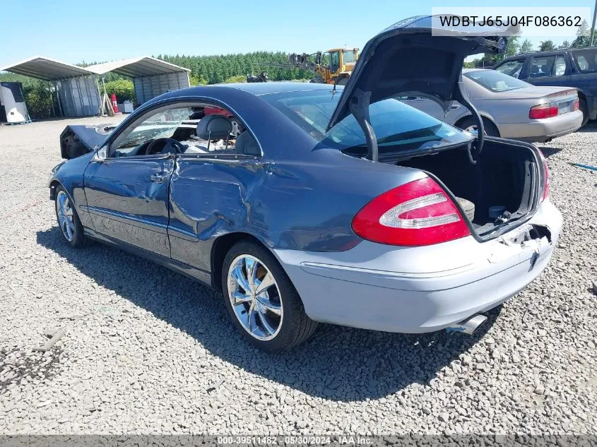 2004 Mercedes-Benz Clk 320 VIN: WDBTJ65J04F086362 Lot: 39511482