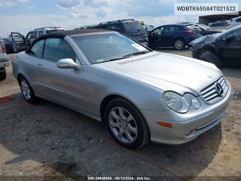 2004 Mercedes-Benz Clk 320 VIN: WDBTK65G84T021522 Lot: 39648986