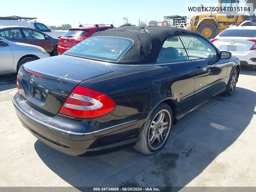 2004 Mercedes-Benz Clk 500 VIN: WDBTK75G94T015184 Lot: 39734669