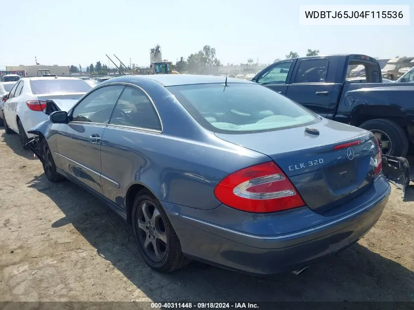 2004 Mercedes-Benz Clk 320 VIN: WDBTJ65J04F115536 Lot: 40311448