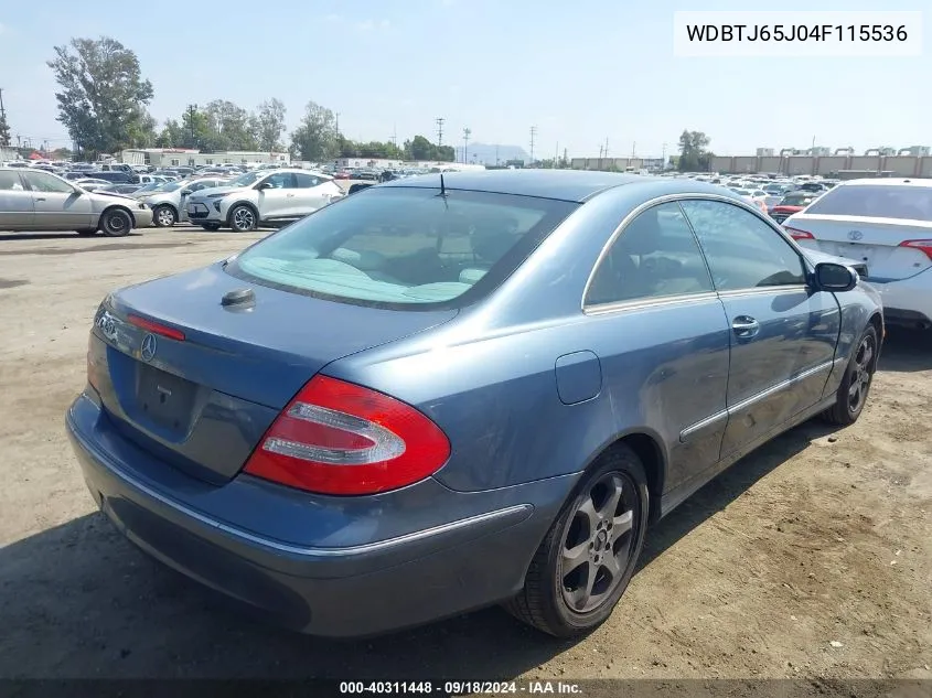 2004 Mercedes-Benz Clk 320 VIN: WDBTJ65J04F115536 Lot: 40311448