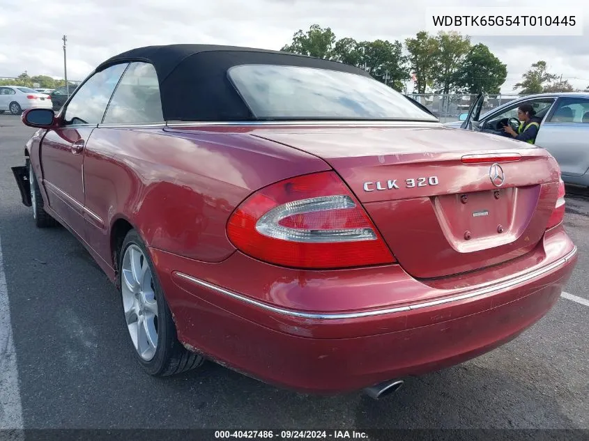 2004 Mercedes-Benz Clk 320 VIN: WDBTK65G54T010445 Lot: 40427486