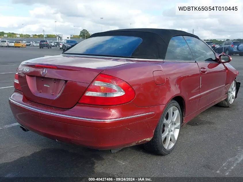 2004 Mercedes-Benz Clk 320 VIN: WDBTK65G54T010445 Lot: 40427486