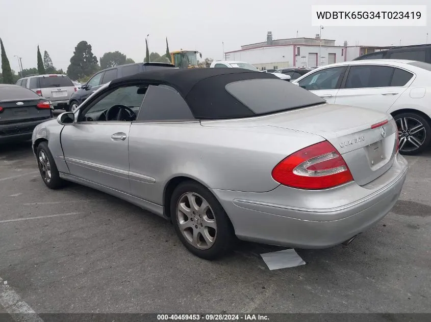 2004 Mercedes-Benz Clk 320 VIN: WDBTK65G34T023419 Lot: 40459453