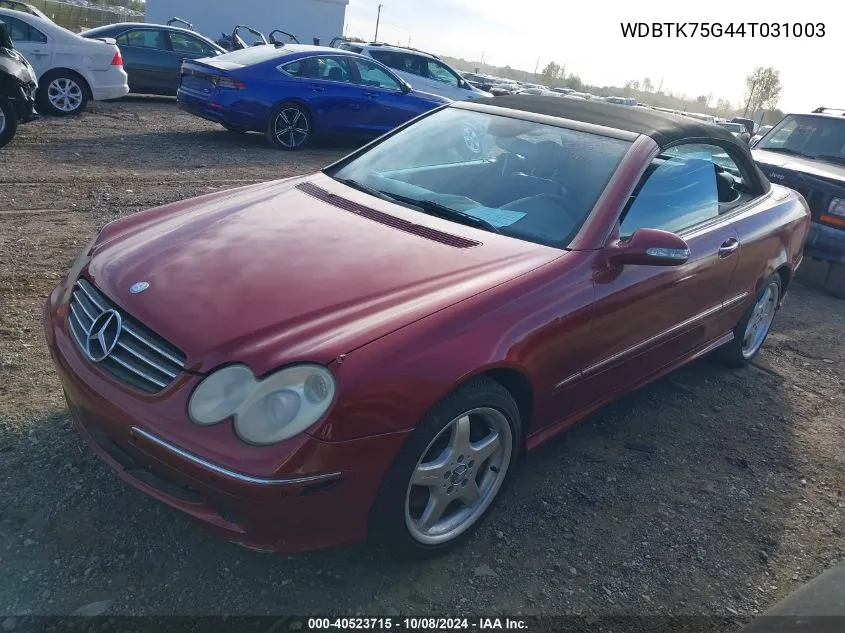 2004 Mercedes-Benz Clk 500 VIN: WDBTK75G44T031003 Lot: 40523715