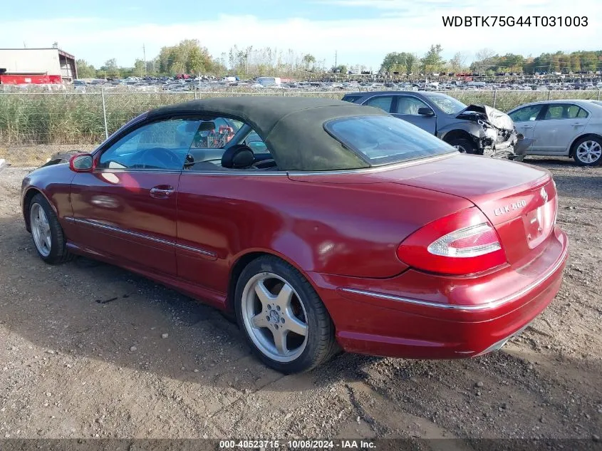 2004 Mercedes-Benz Clk 500 VIN: WDBTK75G44T031003 Lot: 40523715