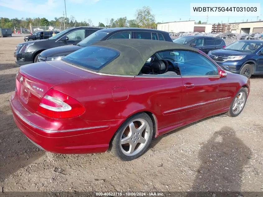 2004 Mercedes-Benz Clk 500 VIN: WDBTK75G44T031003 Lot: 40523715