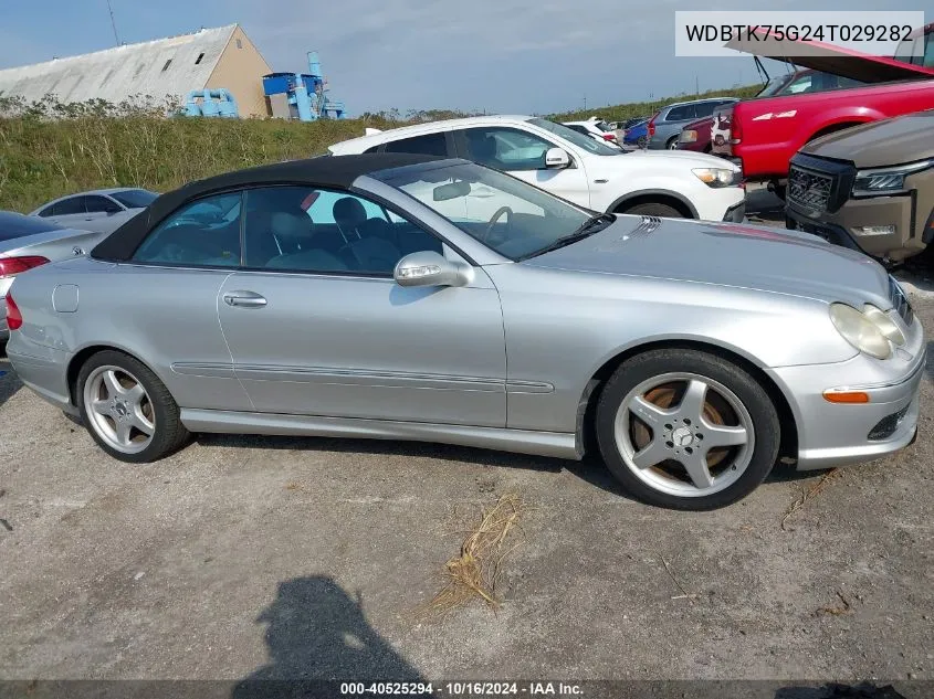 2004 Mercedes-Benz Clk 500 VIN: WDBTK75G24T029282 Lot: 40525294