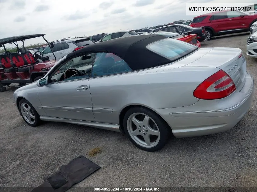 2004 Mercedes-Benz Clk 500 VIN: WDBTK75G24T029282 Lot: 40525294