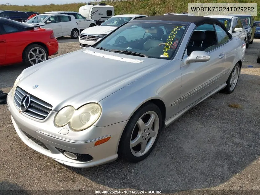 2004 Mercedes-Benz Clk 500 VIN: WDBTK75G24T029282 Lot: 40525294