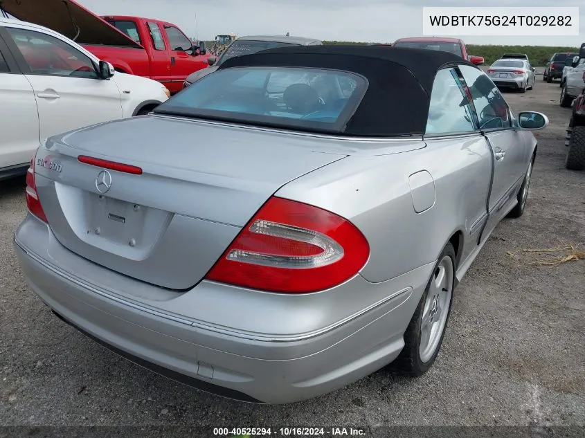 2004 Mercedes-Benz Clk 500 VIN: WDBTK75G24T029282 Lot: 40525294