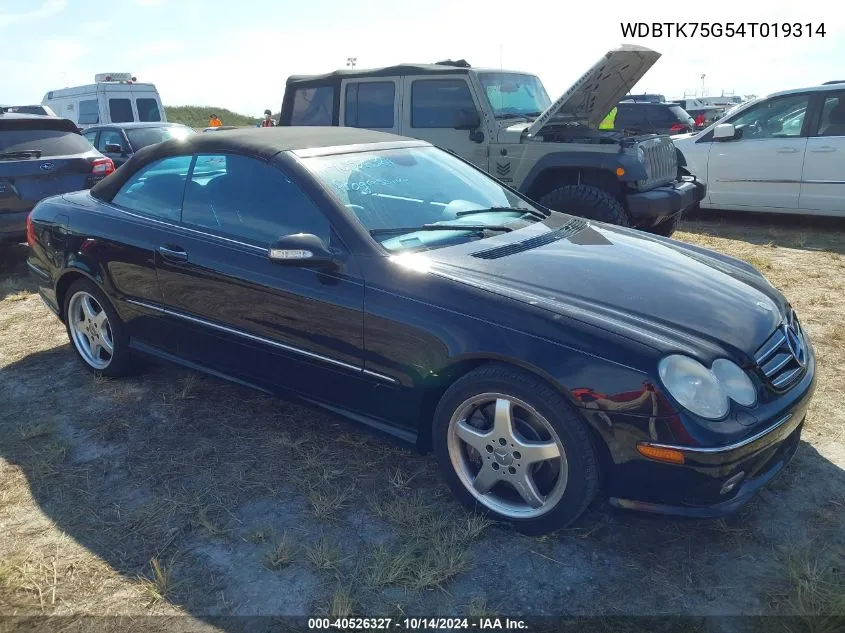 2004 Mercedes-Benz Clk 500 VIN: WDBTK75G54T019314 Lot: 40526327