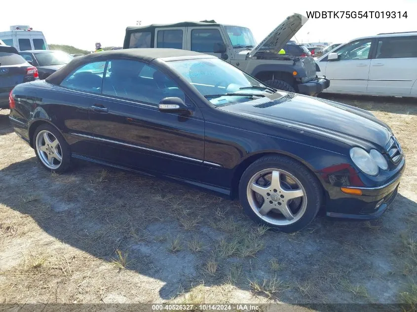 2004 Mercedes-Benz Clk 500 VIN: WDBTK75G54T019314 Lot: 40526327